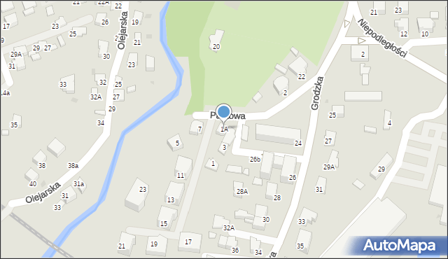 Krosno, Parkowa, 1A, mapa Krosna