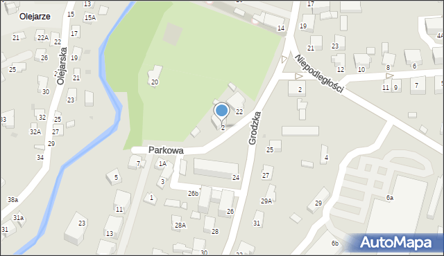 Krosno, Parkowa, 2, mapa Krosna