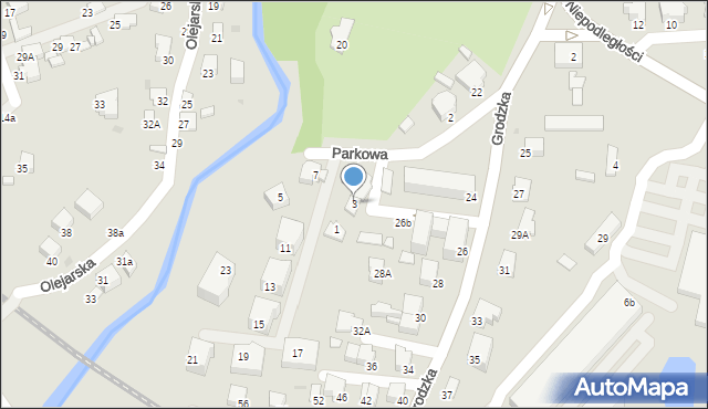 Krosno, Parkowa, 3, mapa Krosna