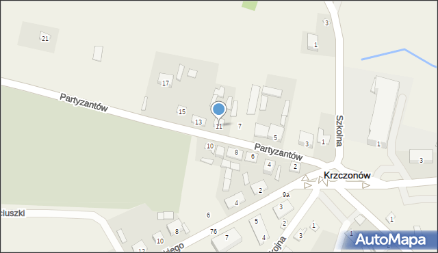 Krzczonów, Partyzantów, 11, mapa Krzczonów