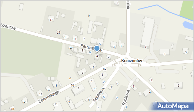 Krzczonów, Partyzantów, 4, mapa Krzczonów