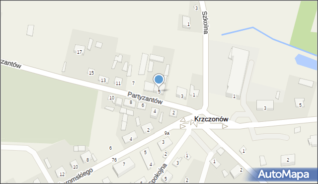 Krzczonów, Partyzantów, 5, mapa Krzczonów