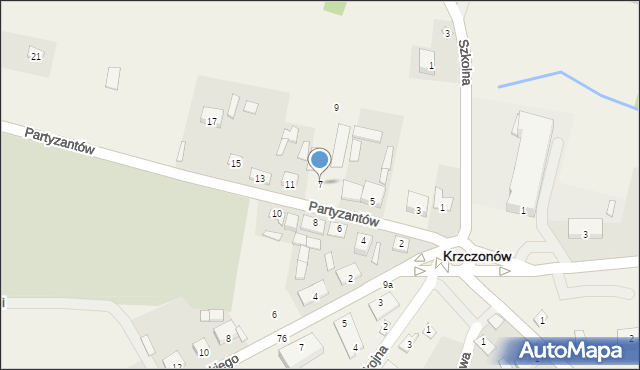 Krzczonów, Partyzantów, 7, mapa Krzczonów