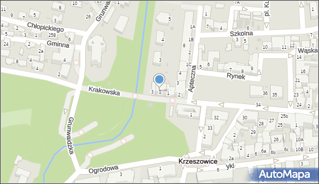 Krzeszowice, Parkowa, 2, mapa Krzeszowice