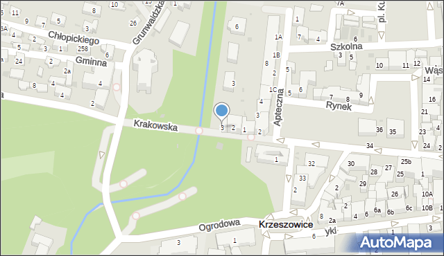Krzeszowice, Parkowa, 3, mapa Krzeszowice