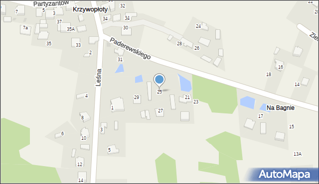 Krzywopłoty, Paderewskiego Stanisława, por., 25, mapa Krzywopłoty