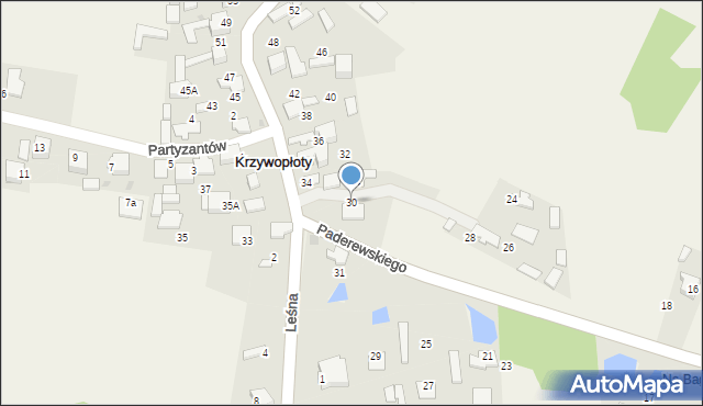 Krzywopłoty, Paderewskiego Stanisława, por., 30, mapa Krzywopłoty