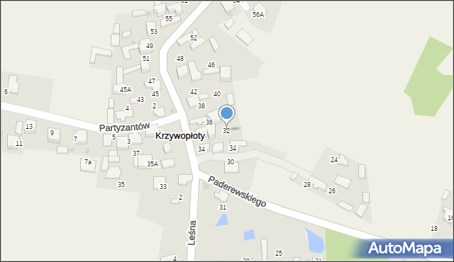 Krzywopłoty, Paderewskiego Stanisława, por., 32, mapa Krzywopłoty