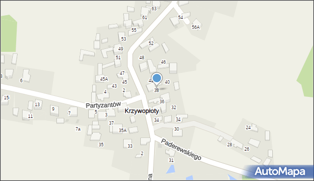 Krzywopłoty, Paderewskiego Stanisława, por., 38, mapa Krzywopłoty