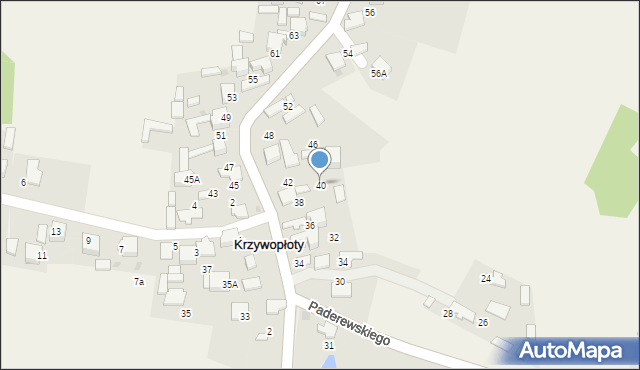 Krzywopłoty, Paderewskiego Stanisława, por., 40, mapa Krzywopłoty