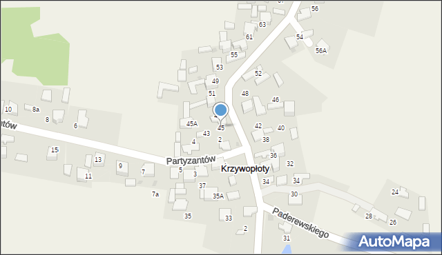 Krzywopłoty, Paderewskiego Stanisława, por., 45, mapa Krzywopłoty