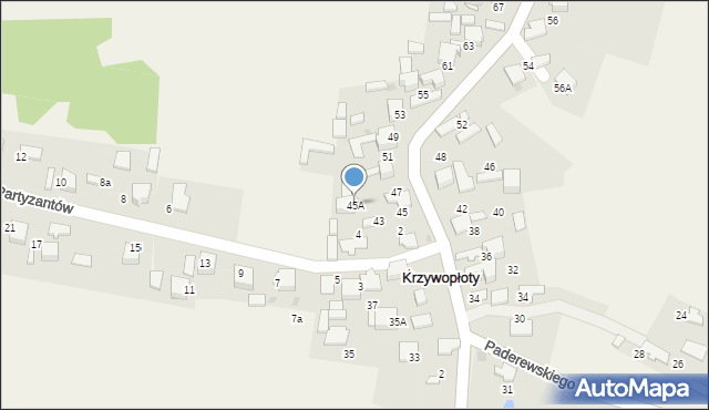 Krzywopłoty, Paderewskiego Stanisława, por., 45A, mapa Krzywopłoty