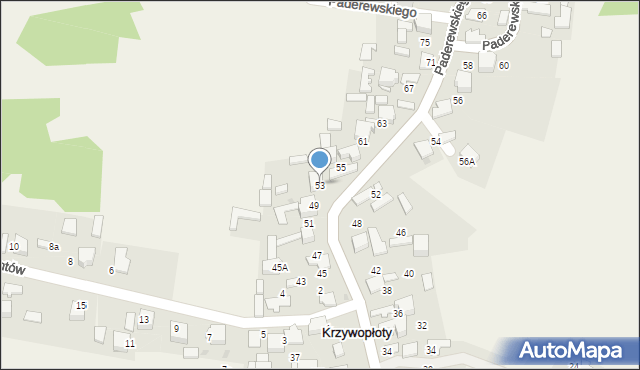 Krzywopłoty, Paderewskiego Stanisława, por., 53, mapa Krzywopłoty