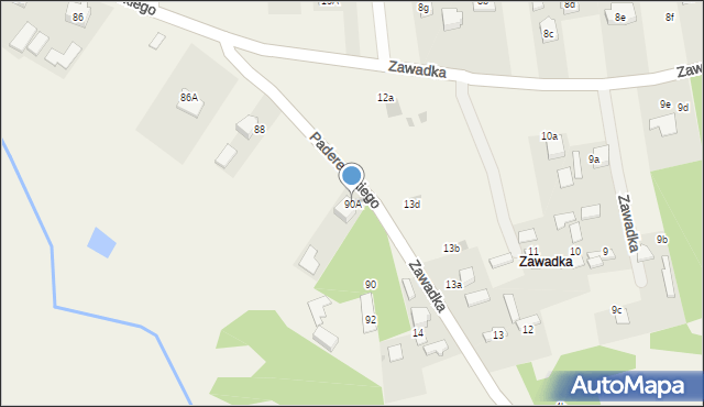 Krzywopłoty, Paderewskiego Stanisława, por., 90A, mapa Krzywopłoty