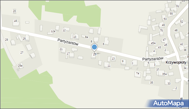 Krzywopłoty, Partyzantów, 15, mapa Krzywopłoty