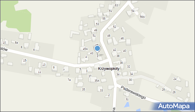 Krzywopłoty, Partyzantów, 2, mapa Krzywopłoty