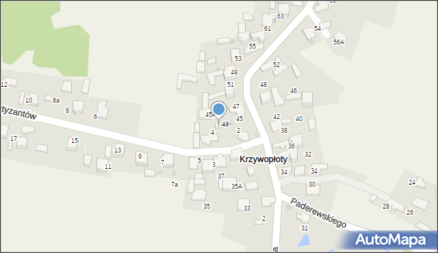 Krzywopłoty, Partyzantów, 43, mapa Krzywopłoty