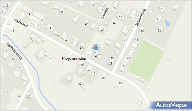 Krzyżanowice, Parkowa, 19, mapa Krzyżanowice