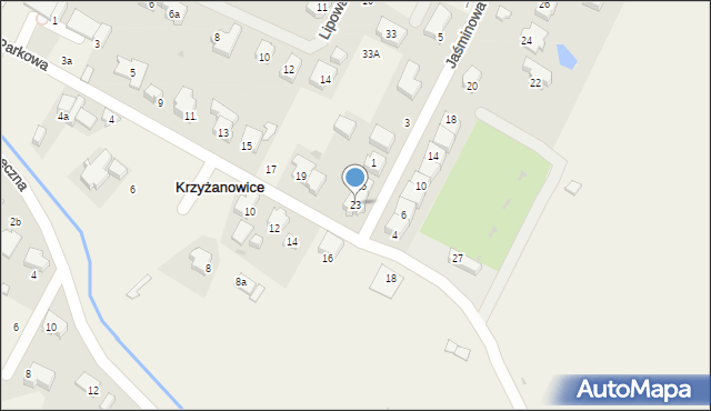 Krzyżanowice, Parkowa, 23, mapa Krzyżanowice