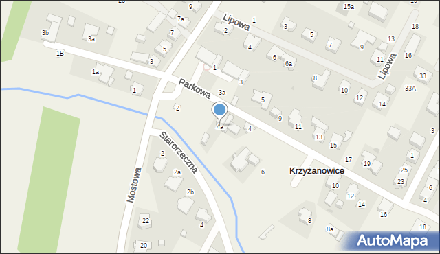 Krzyżanowice, Parkowa, 4a, mapa Krzyżanowice