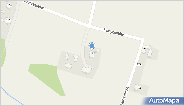 Krzyżowice, Partyzantów, 10, mapa Krzyżowice