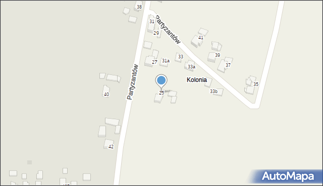 Krzyżowice, Partyzantów, 25, mapa Krzyżowice