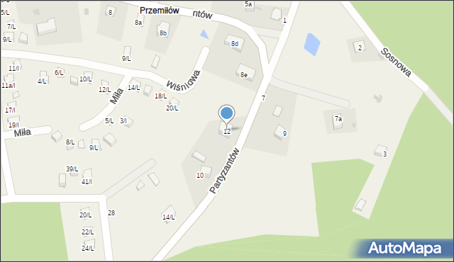 Księginice Małe, Partyzantów, 12, mapa Księginice Małe