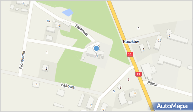 Kuczków, Parkowa, 11, mapa Kuczków