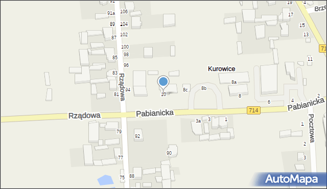 Kurowice, Pabianicka, 10, mapa Kurowice