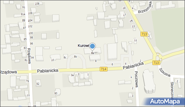 Kurowice, Pabianicka, 8a, mapa Kurowice