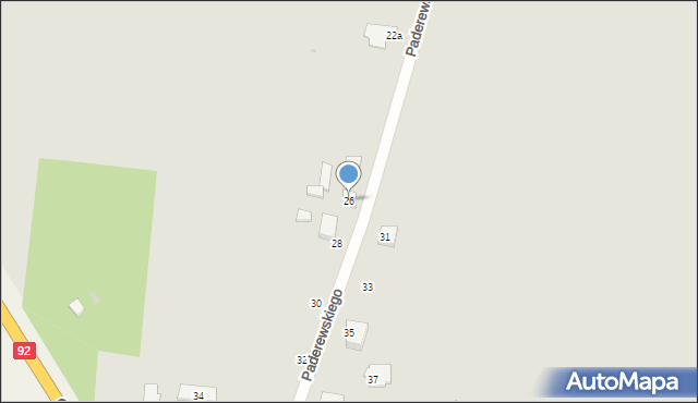 Kutno, Paderewskiego Ignacego Jana, 26, mapa Kutno