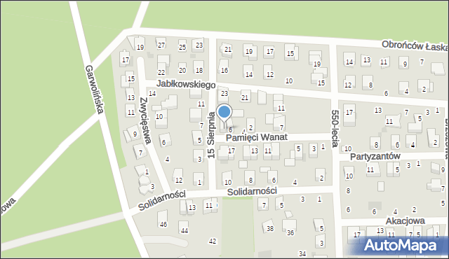 Łaskarzew, Pamięci Wanat, 8, mapa Łaskarzew