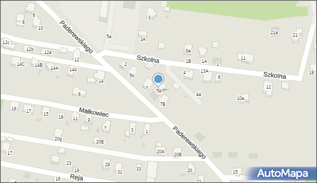 Lędziny, Paderewskiego Ignacego Jana, 7A, mapa Lędziny