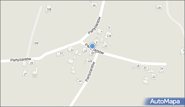 Lędziny, Partyzantów, 12, mapa Lędziny