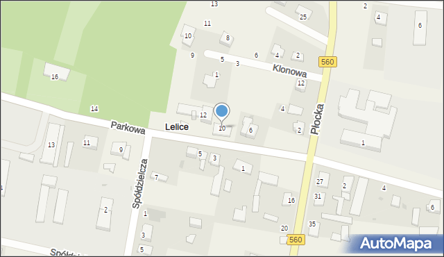 Lelice, Parkowa, 10, mapa Lelice