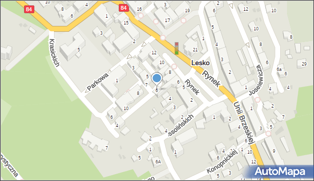 Lesko, Parkowa, 6, mapa Lesko