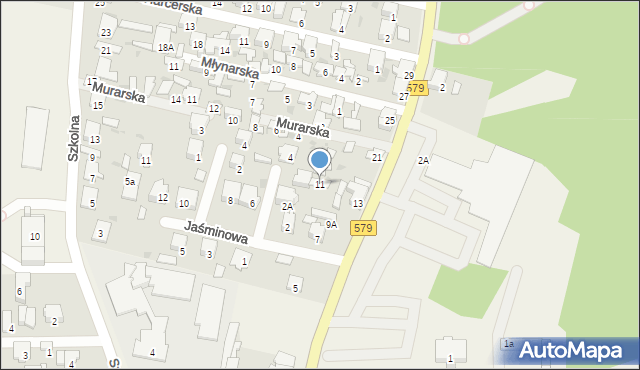 Leszno, Partyzantów, 11, mapa Leszno