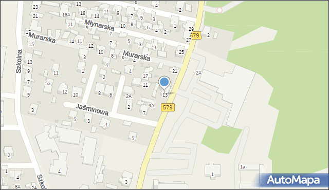 Leszno, Partyzantów, 13, mapa Leszno