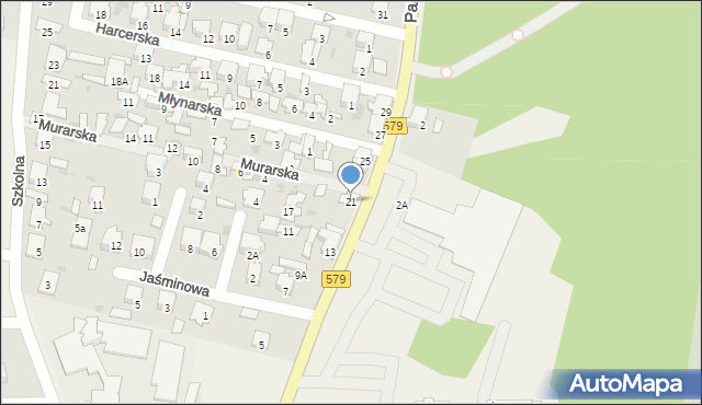 Leszno, Partyzantów, 21, mapa Leszno