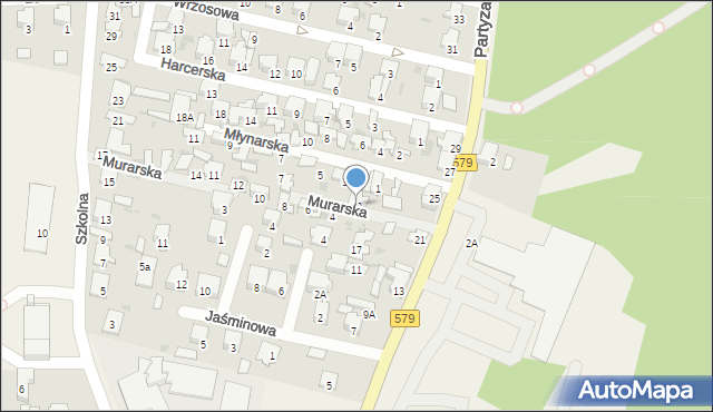 Leszno, Partyzantów, 23, mapa Leszno