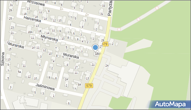 Leszno, Partyzantów, 25a, mapa Leszno