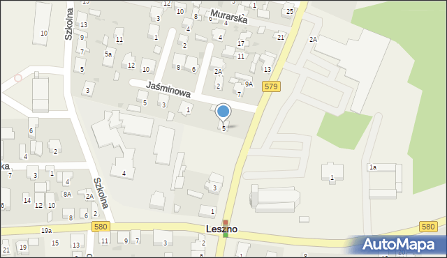 Leszno, Partyzantów, 5, mapa Leszno