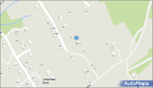 Limanowa, Partyzantów, 23, mapa Limanowa