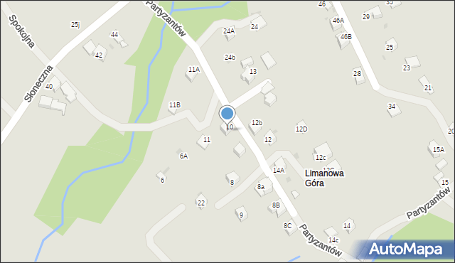 Limanowa, Partyzantów, 7, mapa Limanowa