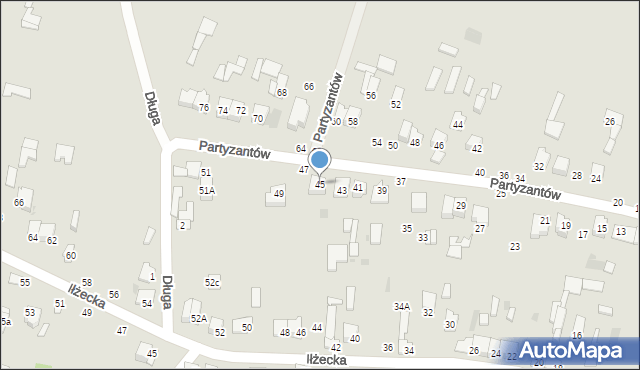 Lipsko, Partyzantów, 45, mapa Lipsko