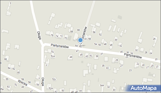 Lipsko, Partyzantów, 62, mapa Lipsko