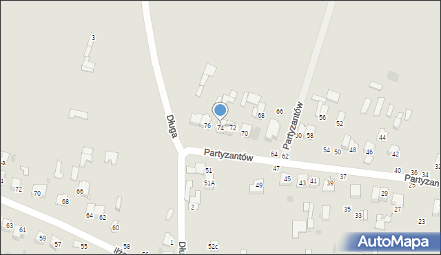 Lipsko, Partyzantów, 74, mapa Lipsko