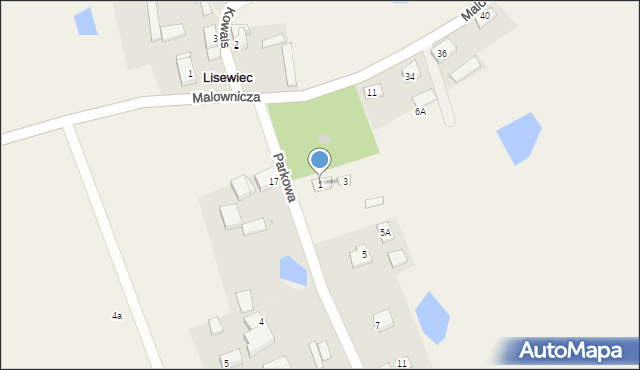 Lisewiec, Parkowa, 1, mapa Lisewiec