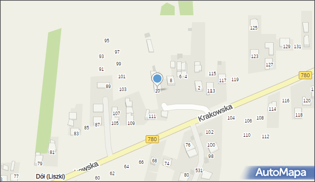 Liszki, Parkowa, 10, mapa Liszki