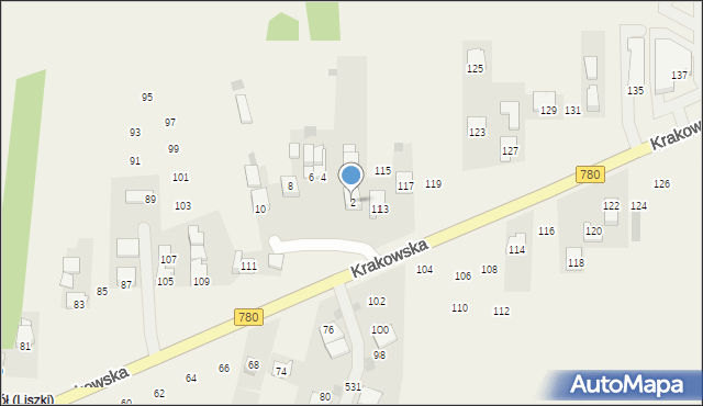 Liszki, Parkowa, 2, mapa Liszki